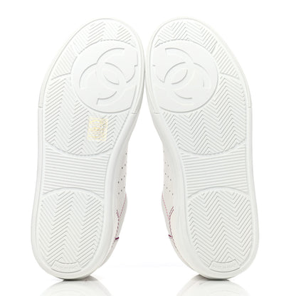 Chanel Calfskin Womens Logo Sneakers 38 White Pink 4 of 4