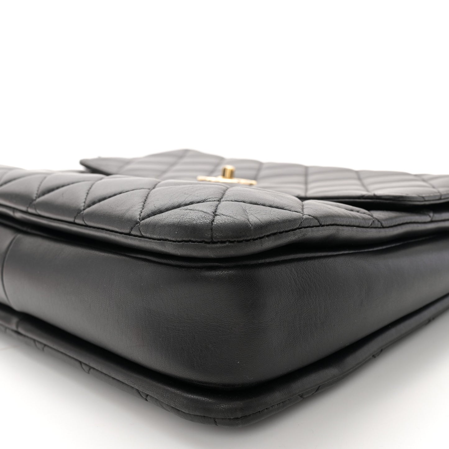 Lambskin Quilted Large Trendy CC Dual Handle Flap Bag Black