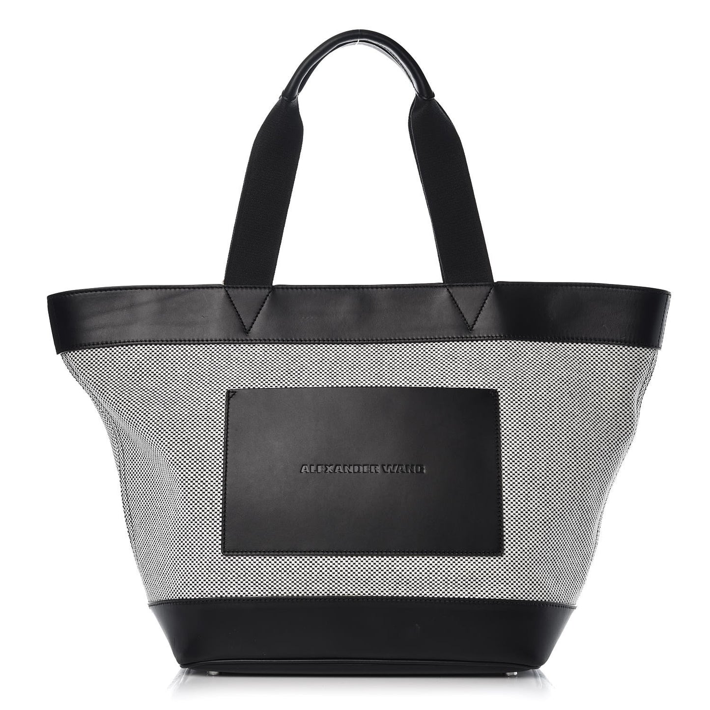 Canvas Calfskin Paneled Tote Grey Black