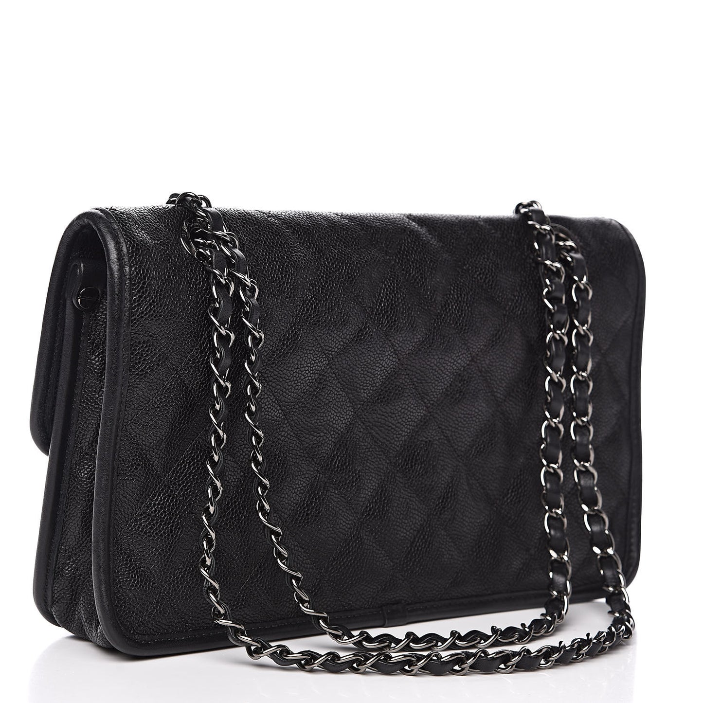 Caviar Quilted Medium French Riviera Flap Black