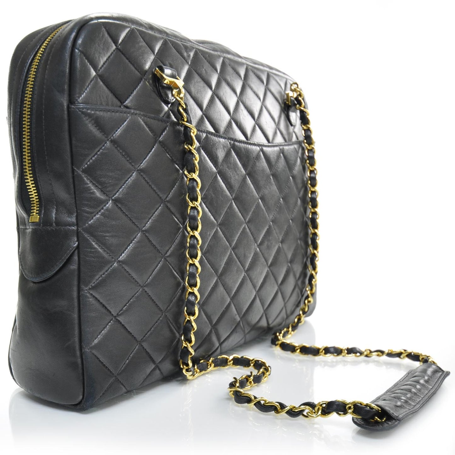 Lambskin Quilted Shoulder Bag Black GHW