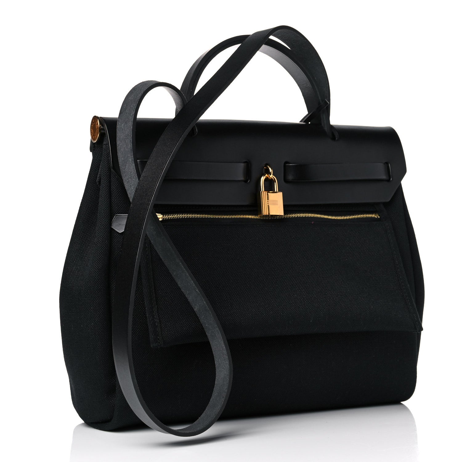 Hermes Military Toile Vache Hunter Herbag Zip PM 31 Black 4 of 17