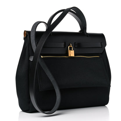 Hermes Military Toile Vache Hunter Herbag Zip PM 31 Black 4 of 17