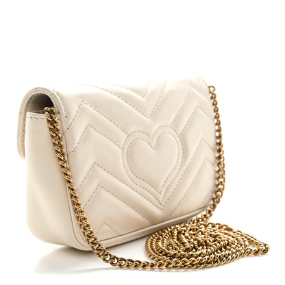 Gucci Calfskin Matelasse Super Mini GG Marmont Shoulder Bag White 3 of 11