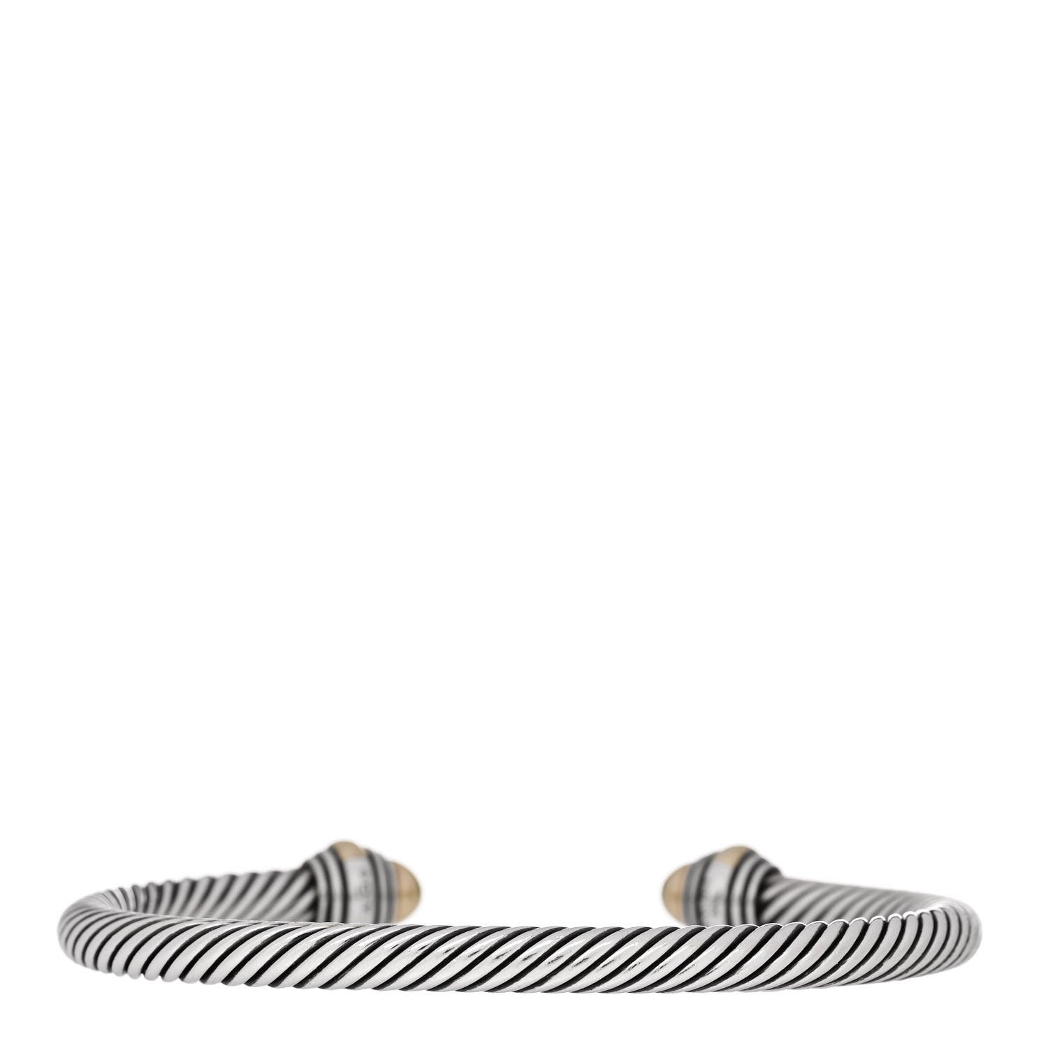 David Yurman Sterling Silver 14K Yellow Gold 5mm Cable Classics Dome Bracelet 2 of 3