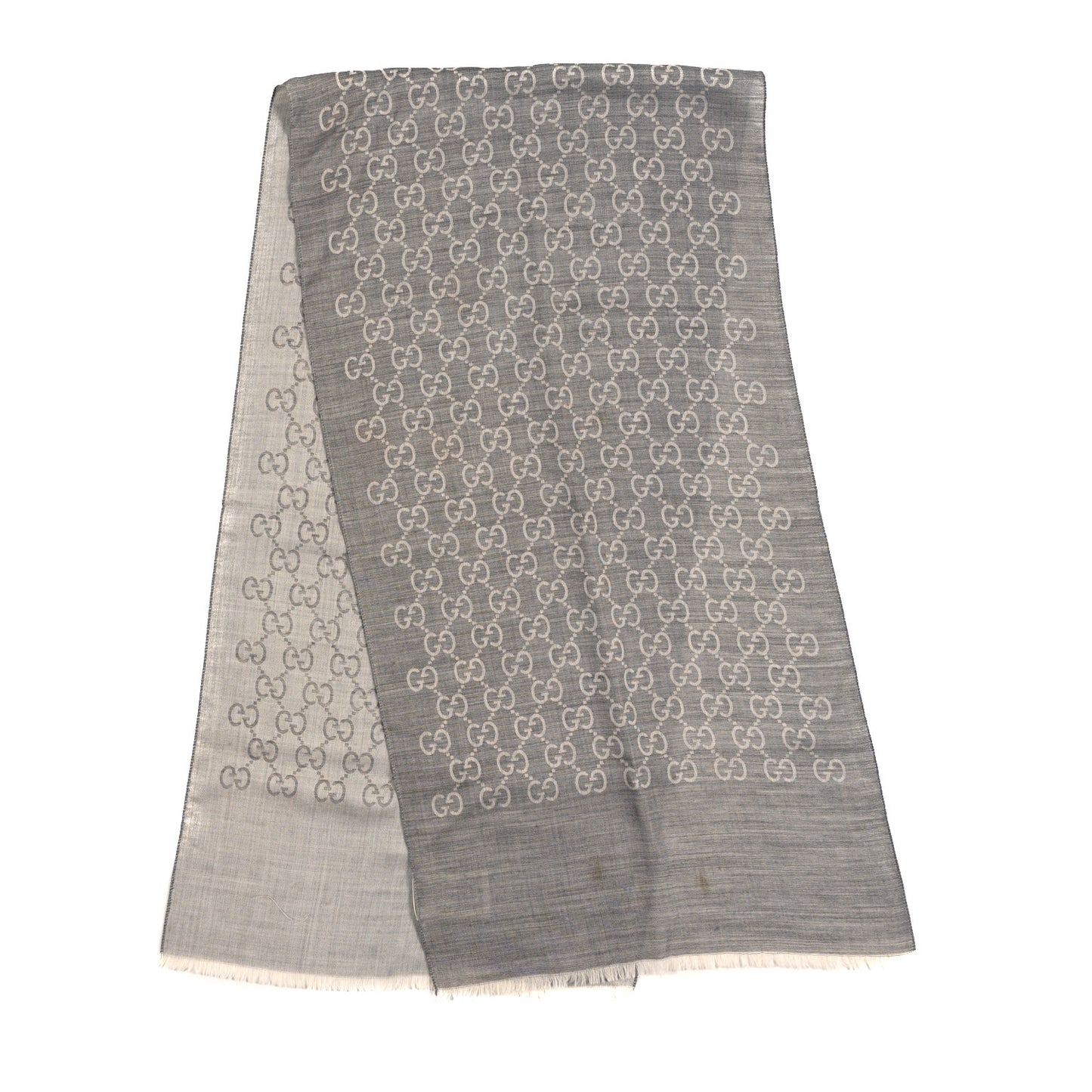 Wool Silk GG Monogram GGNat Scarf Lead Taupe Light Grey