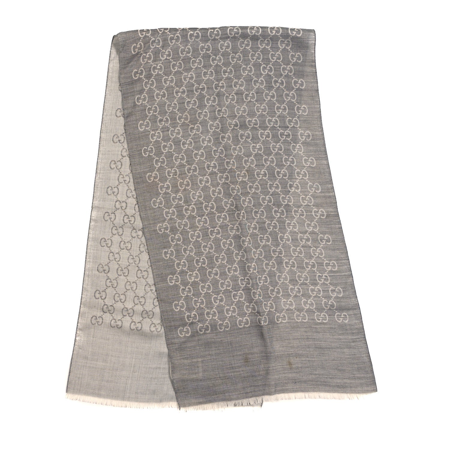 Gucci Wool Silk GG Monogram GGNat Scarf Lead Taupe Light Grey 2 of 4