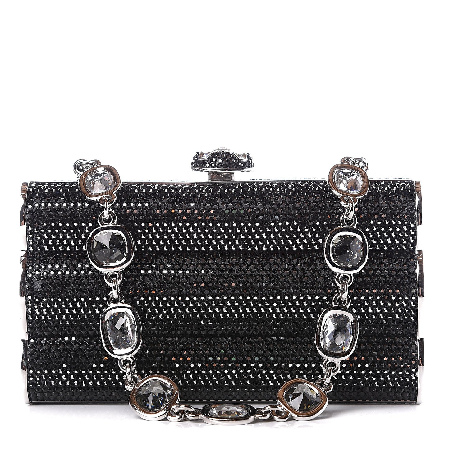 Swarovski Crystal Minaudiere Clutch Black Silver
