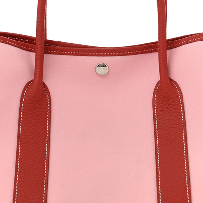 Hermes Toile Militaire Vache Country Garden Party Tote 36 MM Rose Sakura Rouge Duchesse 8 of 11