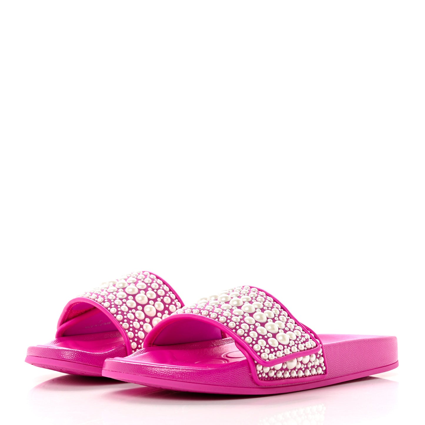 Canvas Calfskin Pearls Fitz Sandals 37 Pink