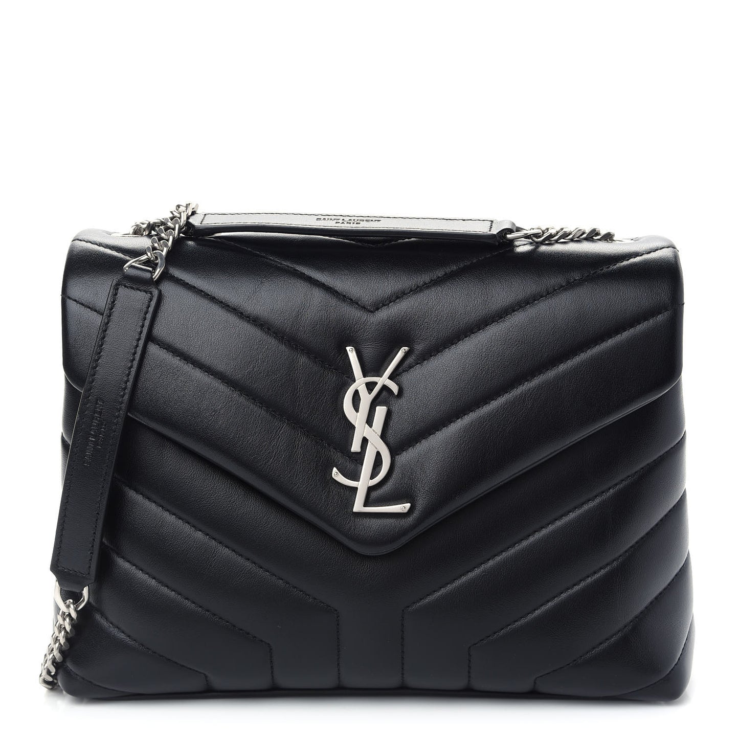 Calfskin Y Quilted Monogram Small Loulou Chain Satchel Black