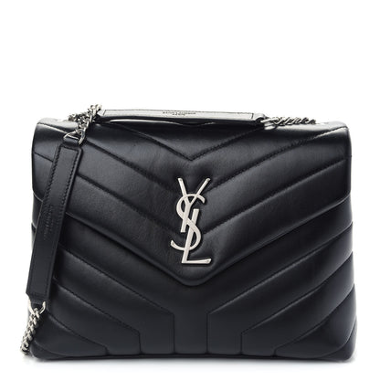 Saint Laurent Calfskin Y Quilted Monogram Small Loulou Chain Satchel Black 1 of 9