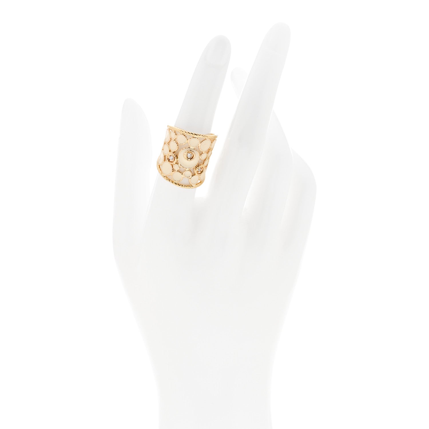 Roberto Coin 18K Yellow Gold Diamond Enamel Bollicine Ring 53 6.5 White 2 of 5