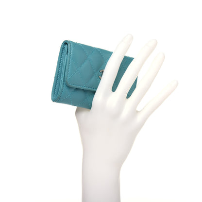 Chanel Lambskin Quilted Flap Card Holder Turquoise 2 of 18
