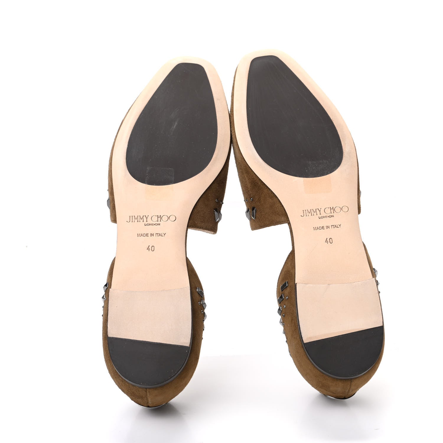 Jimmy Choo Suede Punk Studded Globe Flats 40 Olive 5 of 8