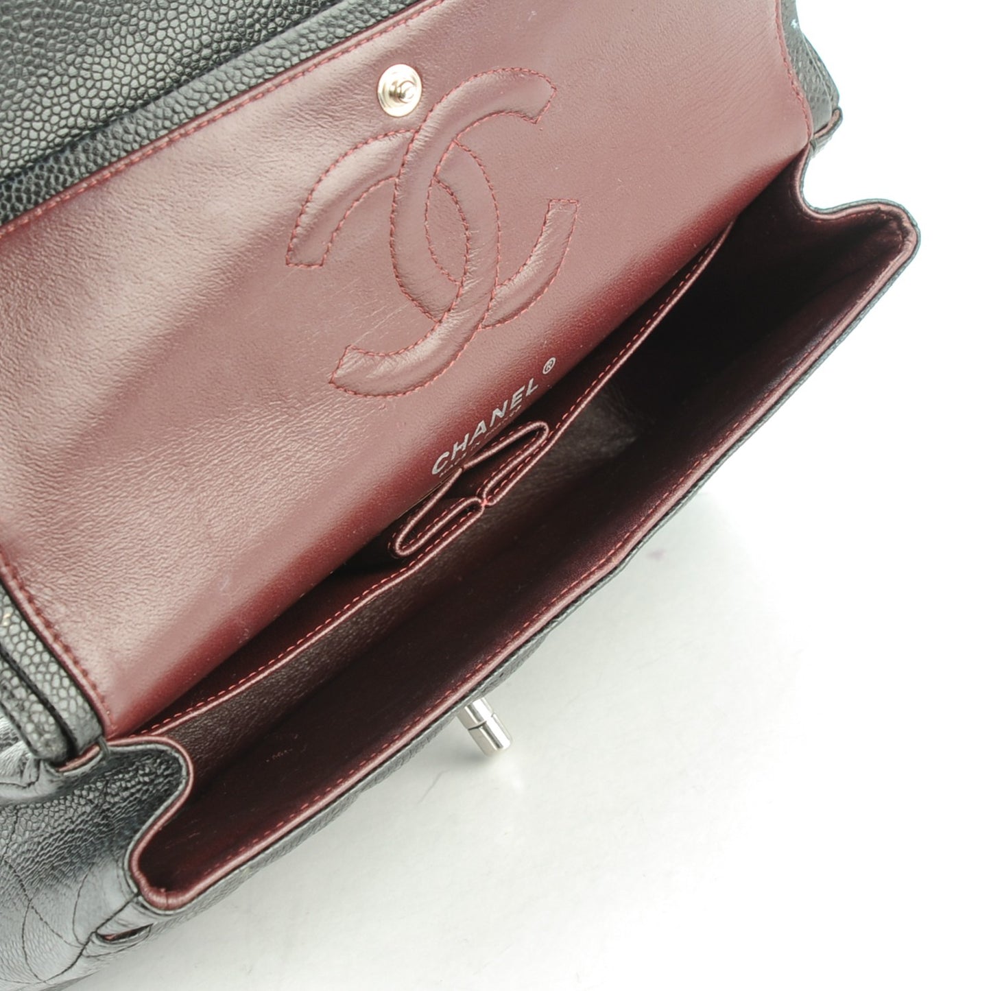 Caviar Quilted Medium Double Flap Black