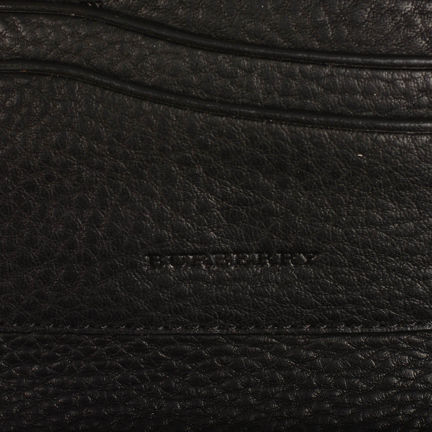 Burberry Signature Grain Calfskin Check Embossed Compact Wallet Black 6 of 8