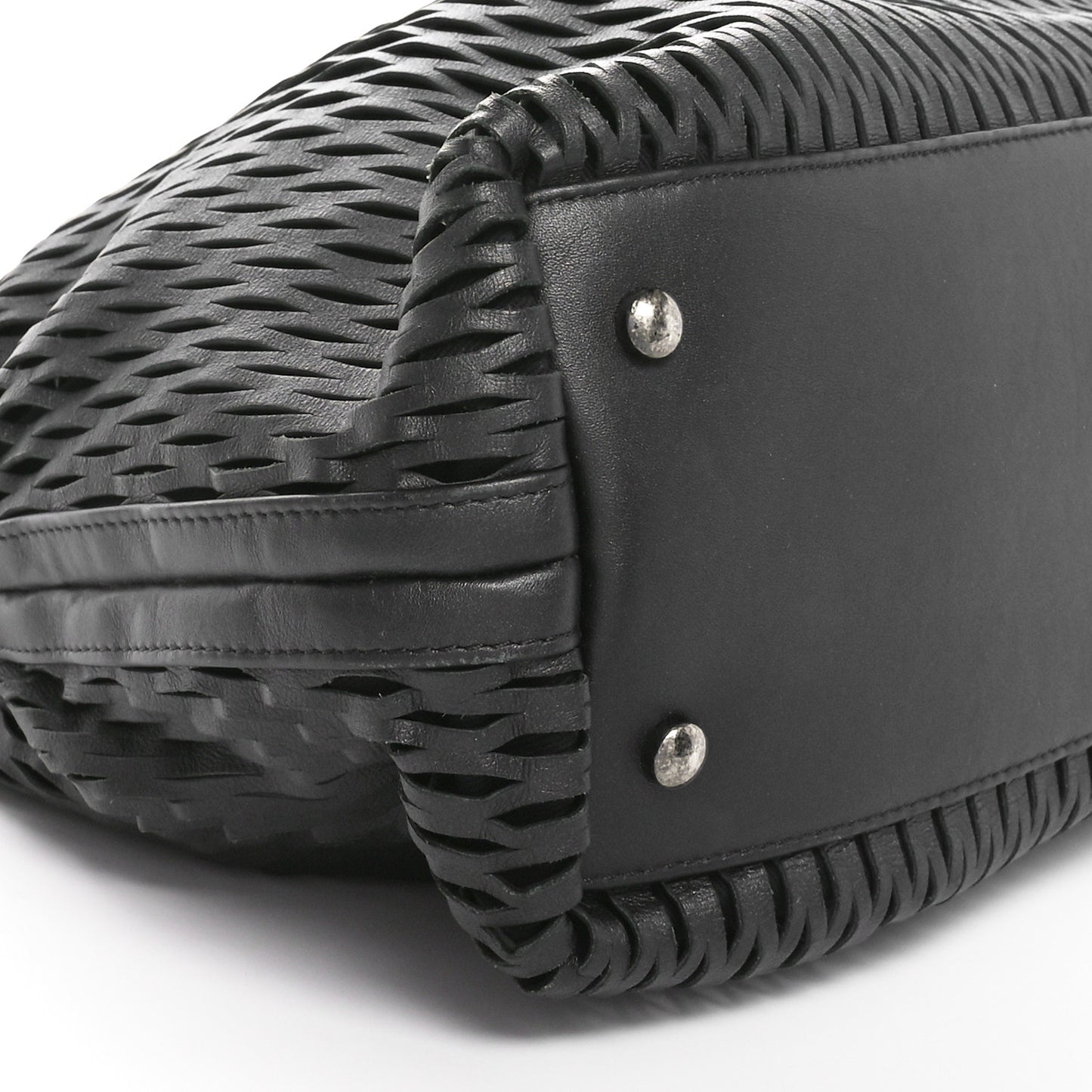 Calfskin Laser Cut Perforated CC Tote Black