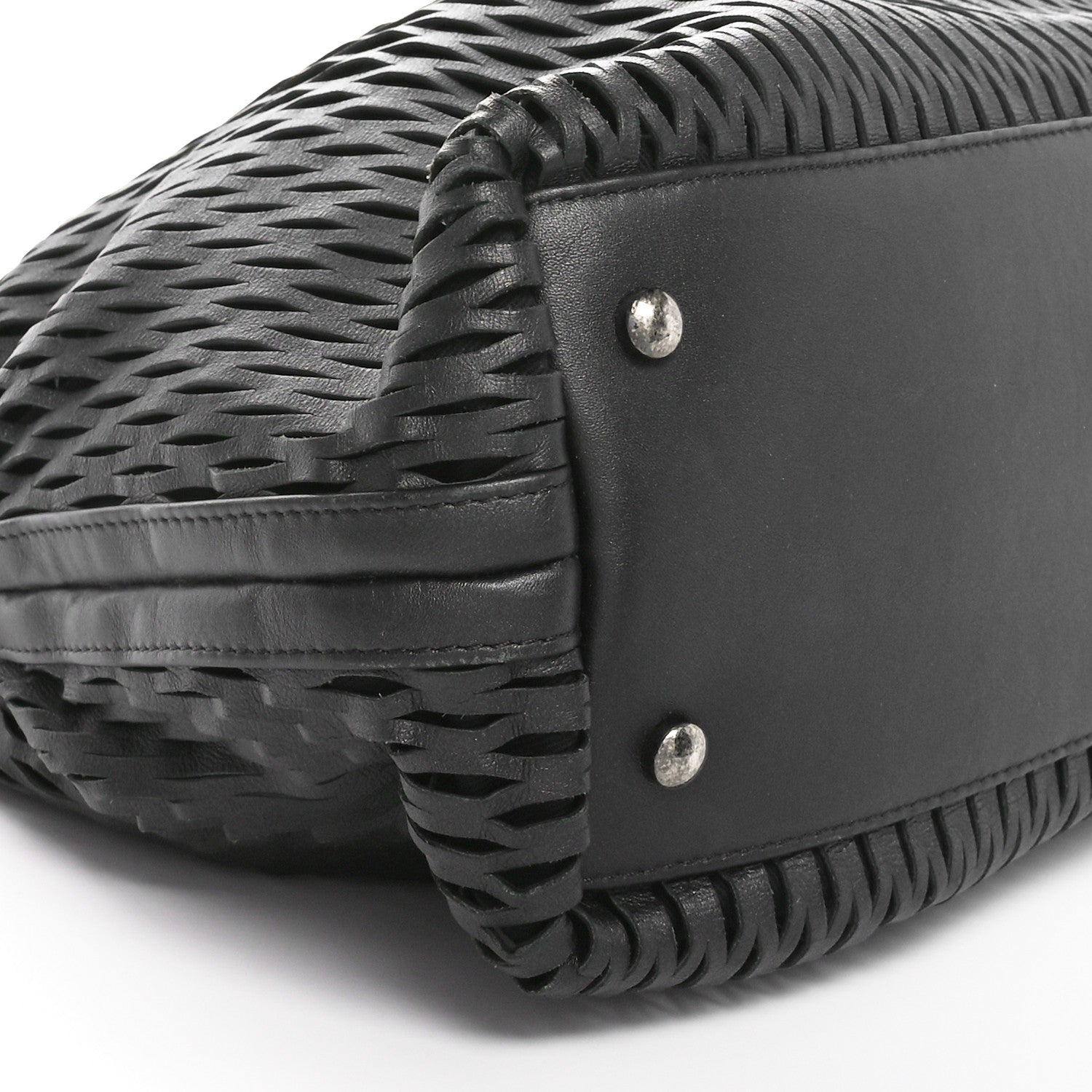 Chanel Calfskin Laser Cut Perforated CC Tote Black 9 of 10