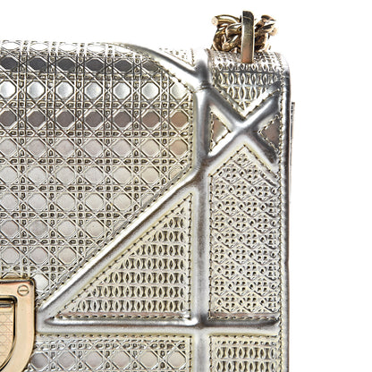 Christian Dior Metallic Patent Micro-Cannage Mini Diorama Flap Bag Gold 11 of 12
