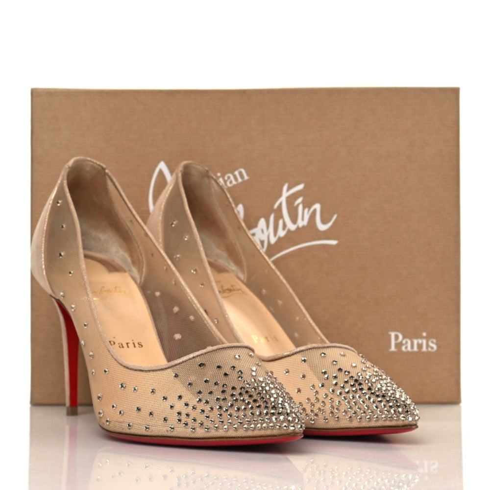 Suede Lame Crystal Strass Follies 85 Pumps 41 Light Silk