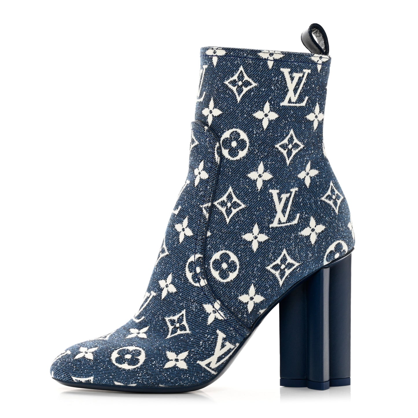 Denim Monogram Silhouette Ankle Boots 36.5 Navy Blue