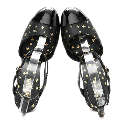 Chanel Printed Lambskin Patent Calfskin CC Platform Pumps 39.5 Black Gold 2 of 10