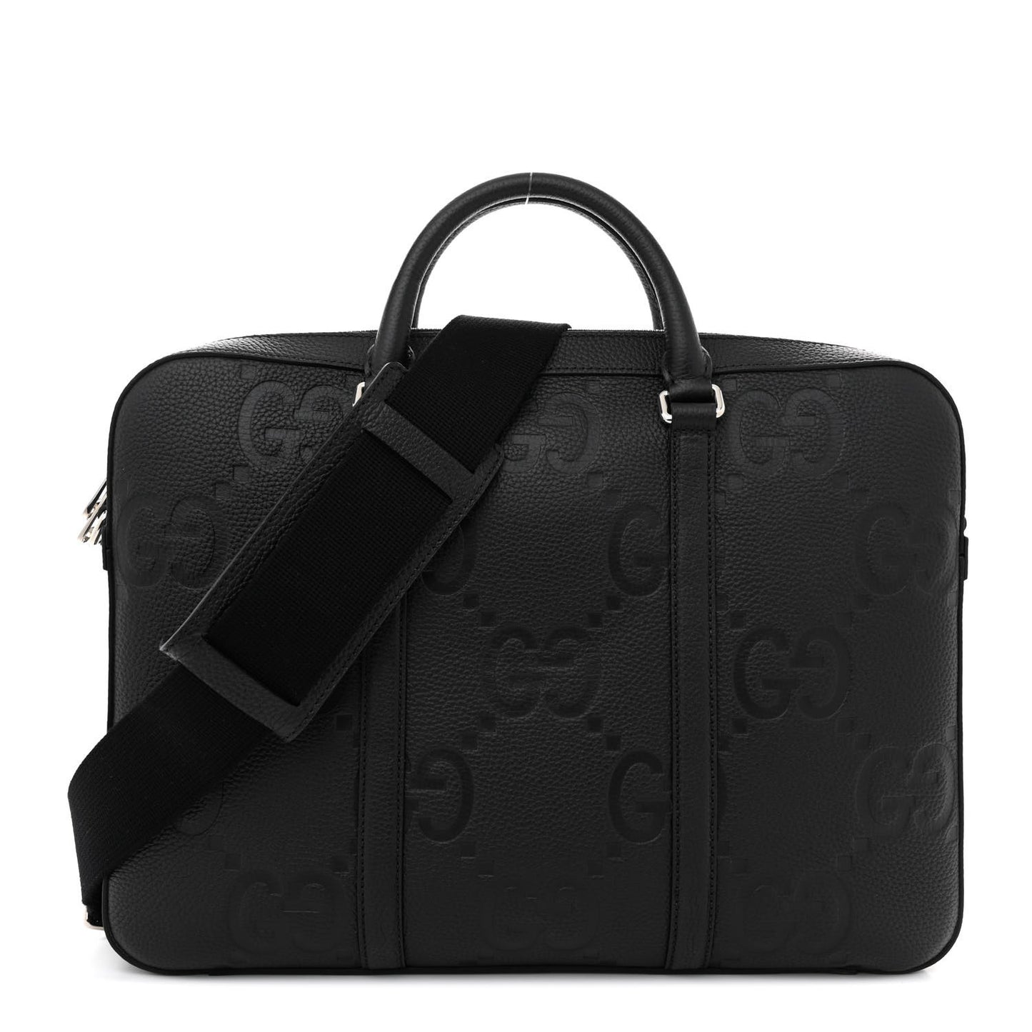 Piuma Calfskin Jumbo GG Embossed Briefcase Black