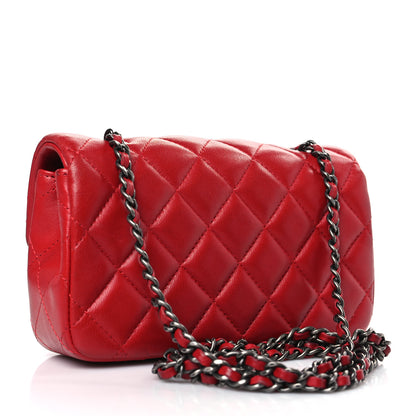 Chanel Lambskin Quilted Extra Mini Rectangular Flap Red 3 of 10