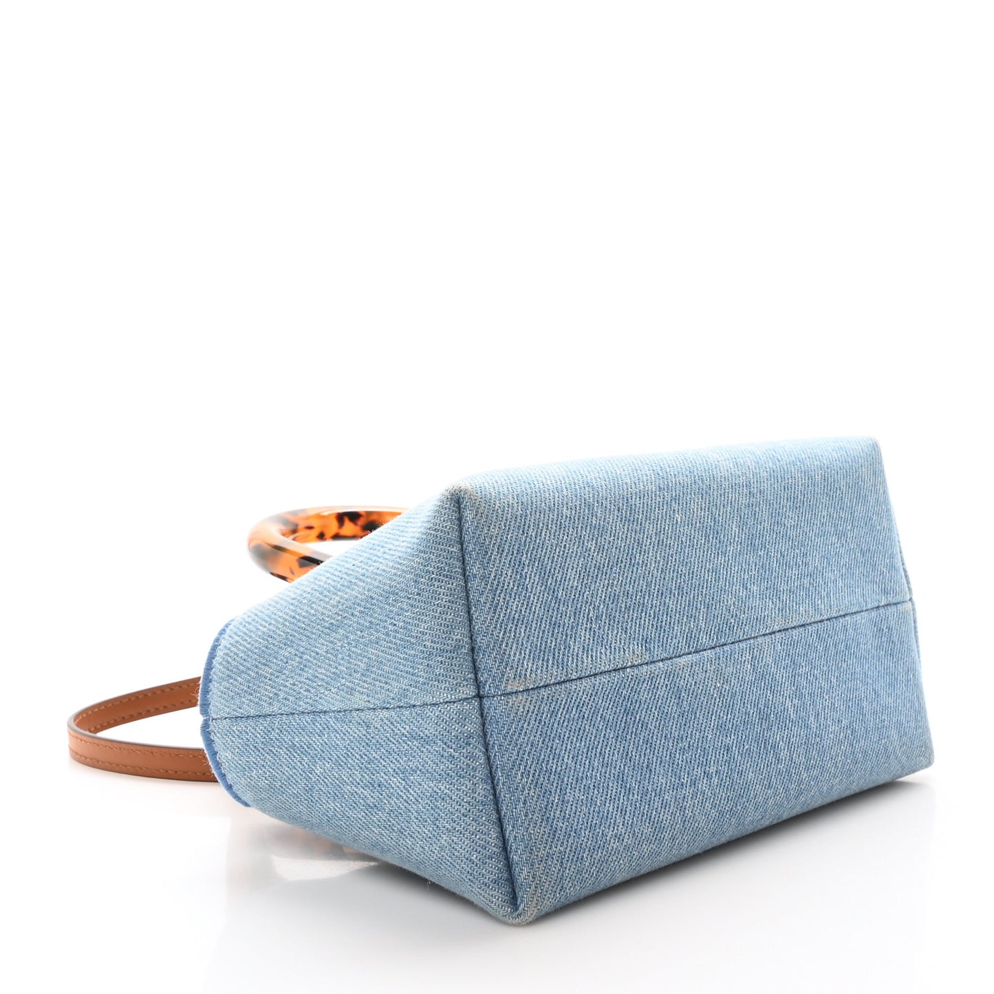 Denim Vitello King Plexiglass Logo Embroidered Mini By The Way Top Handle Boston Bag Denim Cuoio