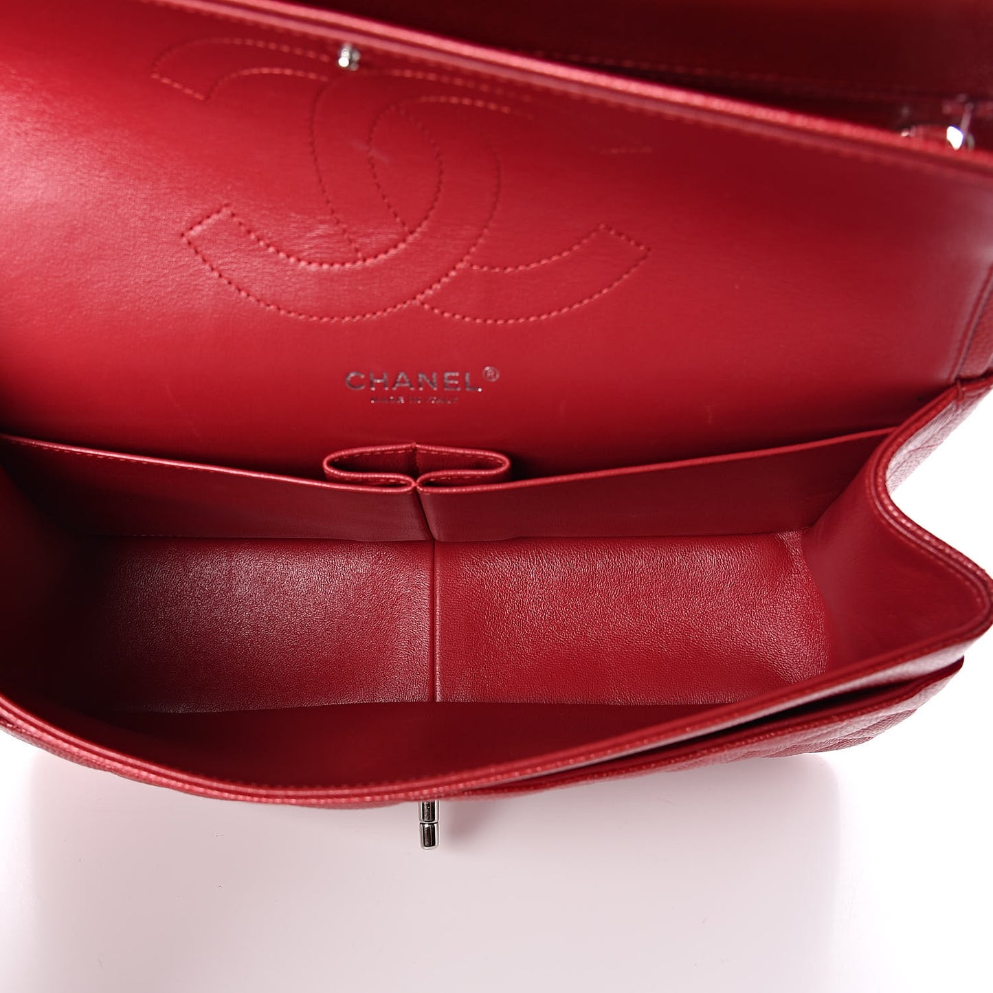 Caviar Quilted Jumbo Double Flap Red