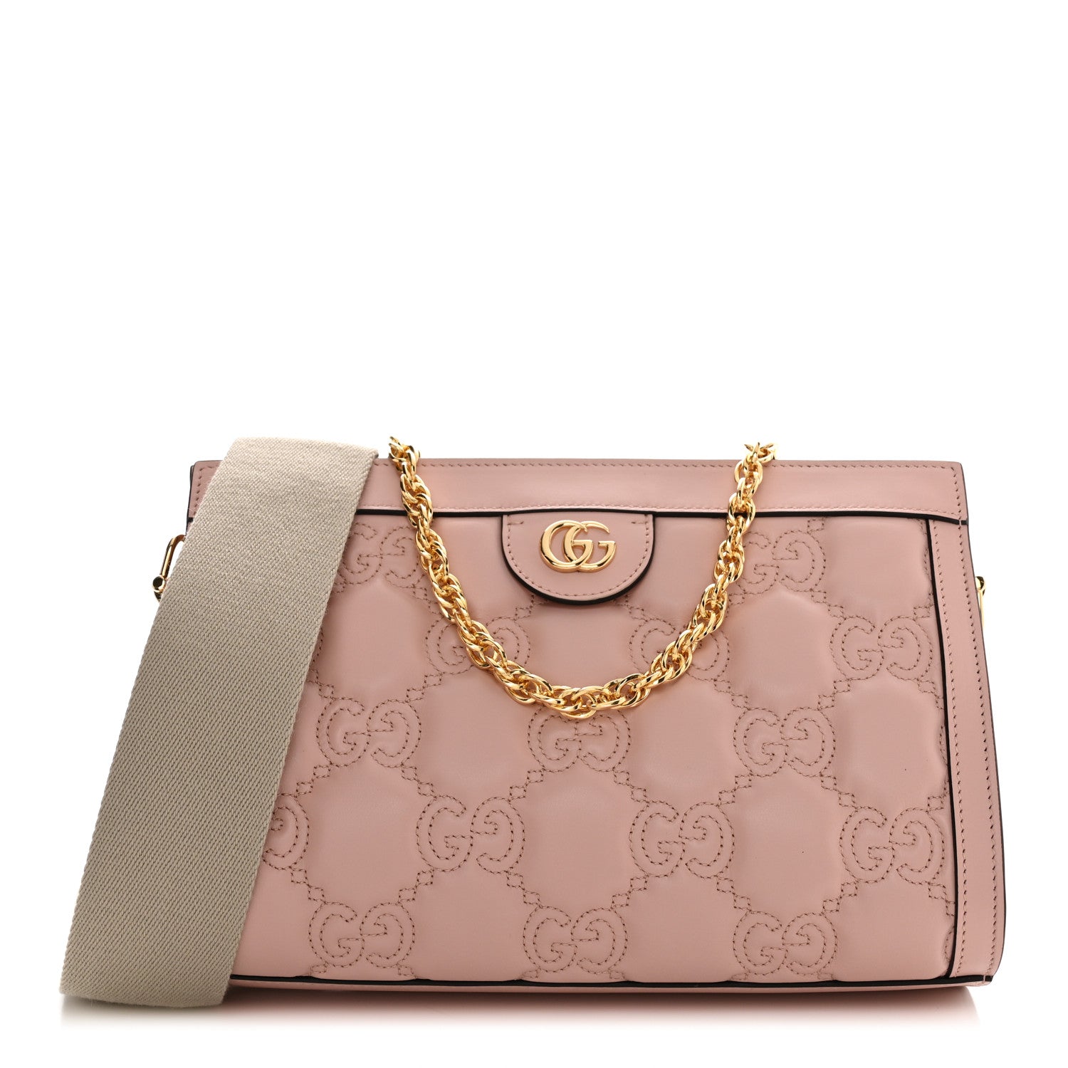 Gucci Calfskin GG Matelasse Small Slim Chain Shoulder Bag Perfect Pink Natural 2 of 10