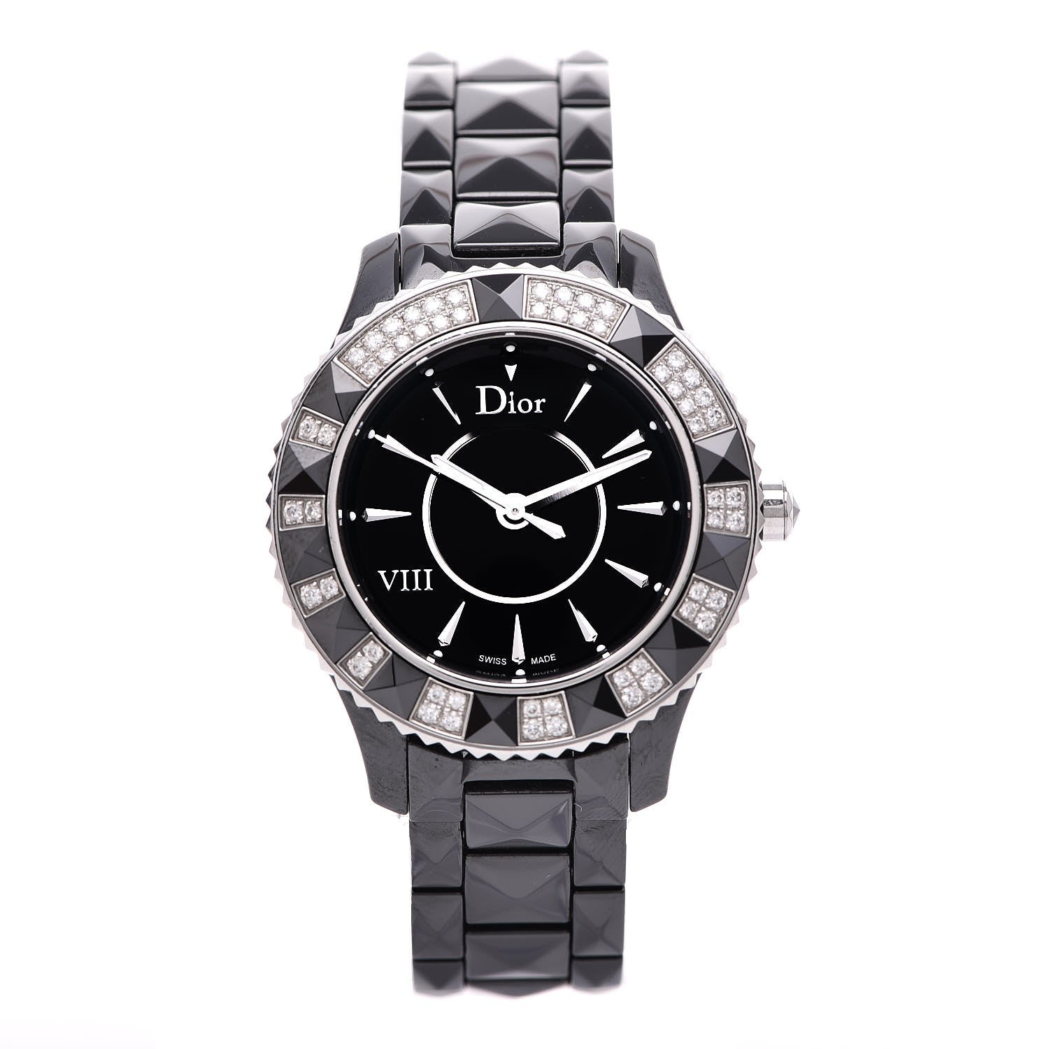 Christian Dior Stainless Steel Ceramic Diamond 38mm Dior VIII Quartz Watch Black 1 of 7