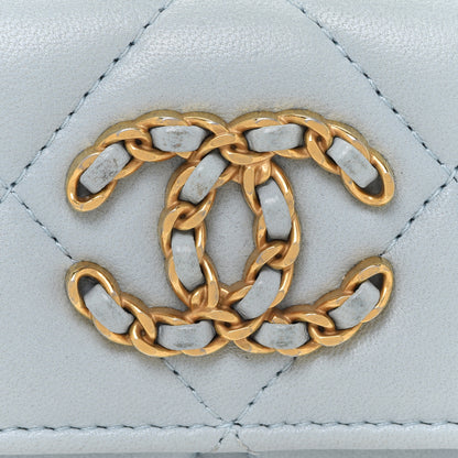Chanel Lambskin Quilted Chanel 19 Flap Card Holder Light Blue 13 of 14
