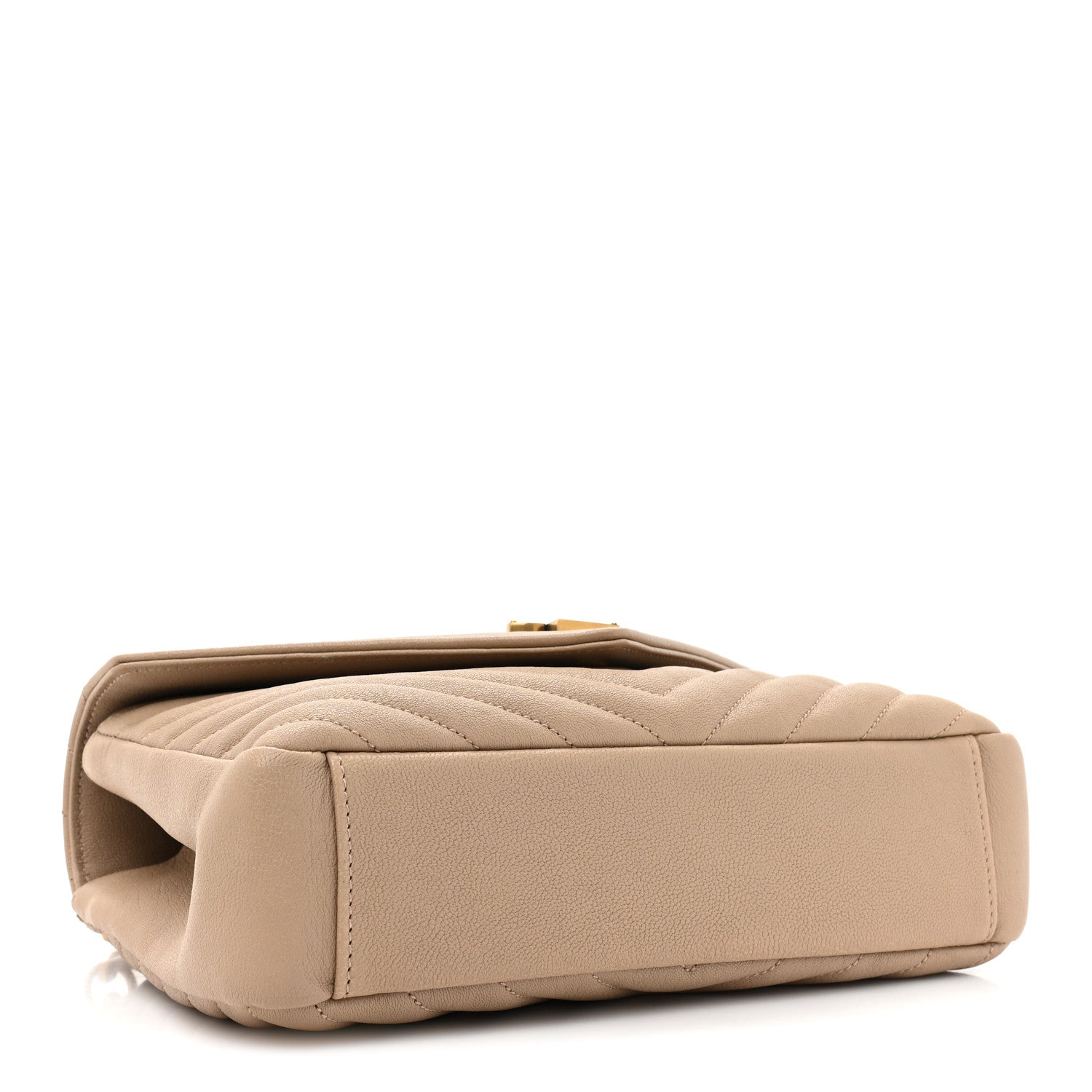 Saint Laurent Sheepskin Matelasse Chevron Monogram Medium College Bag Dark Beige 4 of 11