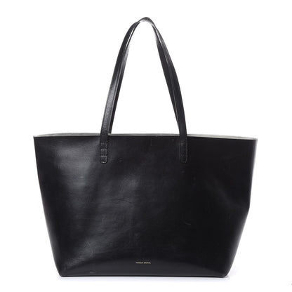 Mansur Gavriel Smooth Calfskin Large Shopping Tote Black Argento 1 of 22