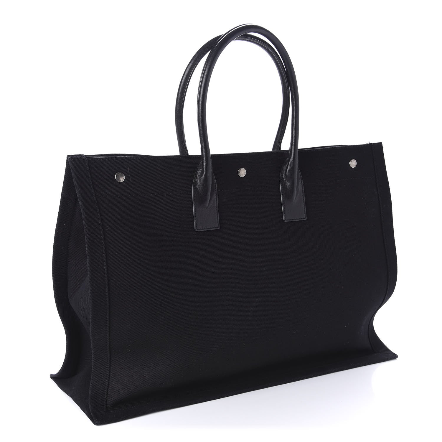 Saint Laurent Linen Calfskin Rive Gauche Tote Black 3 of 10