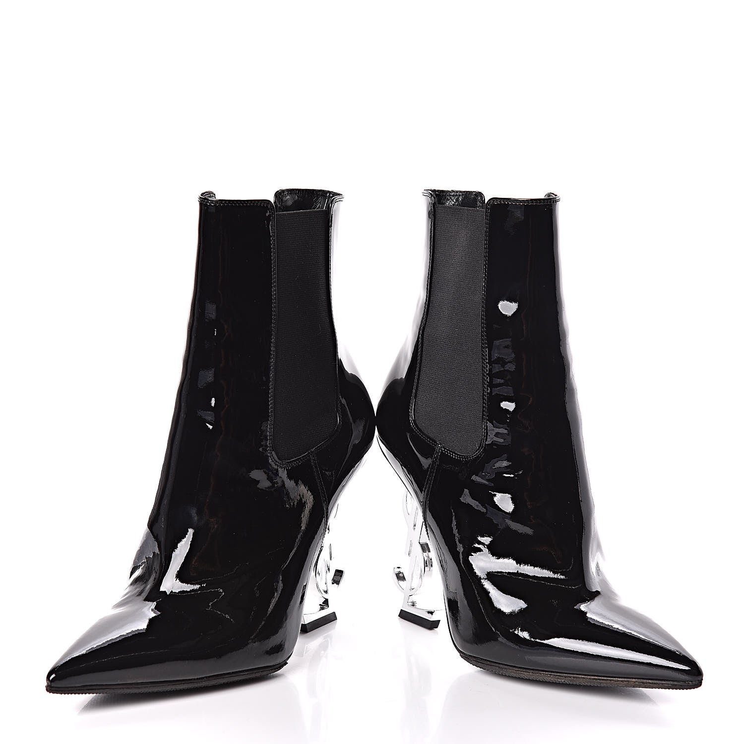 Saint Laurent Patent Opyum Booties 36.5 Black 5 of 8