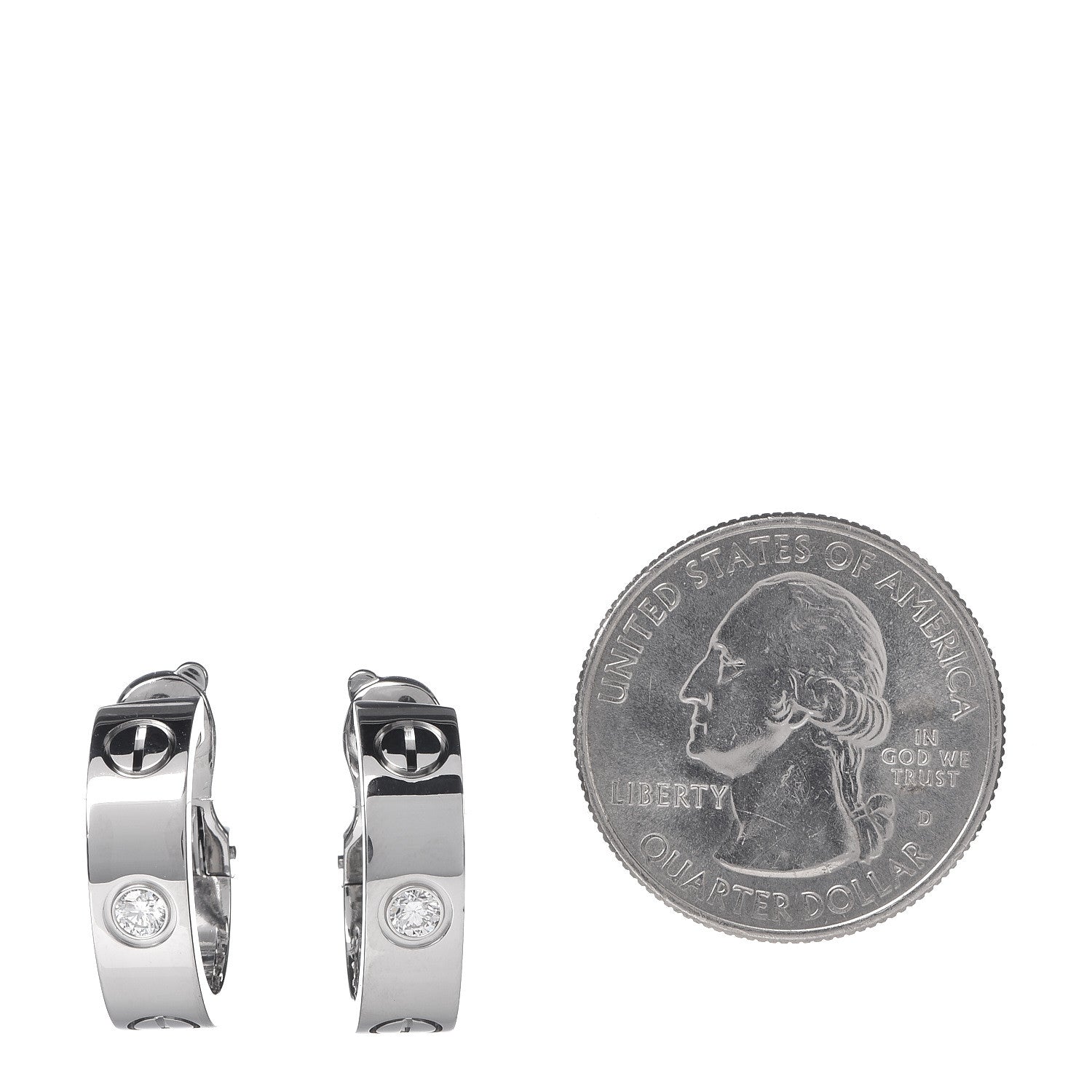 Cartier 18K White Gold 2 Diamond 5.5mm LOVE Hoop Earrings 2 of 6