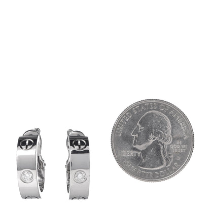 Cartier 18K White Gold 2 Diamond 5.5mm LOVE Hoop Earrings 2 of 6