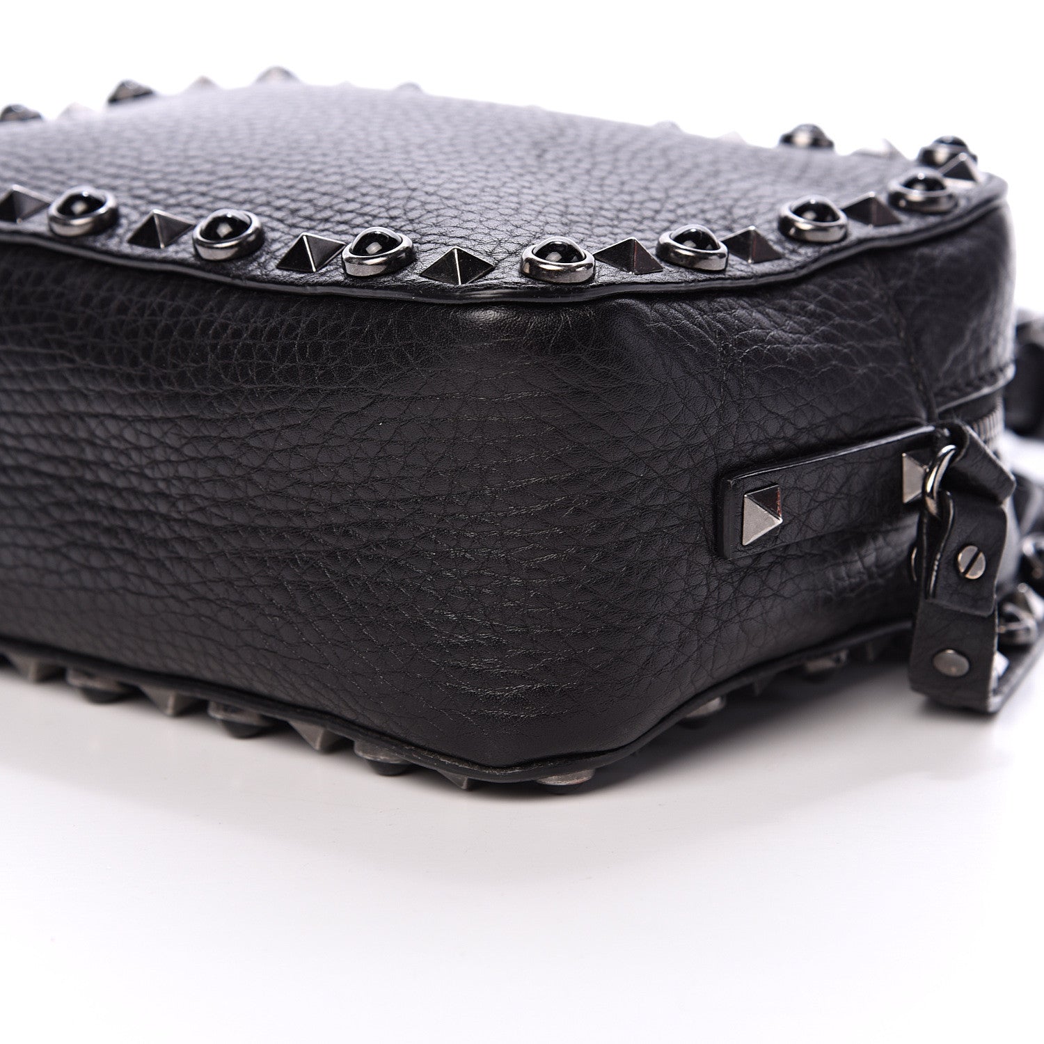Valentino Garavani Grained Calfskin Onyx Rockstud Rolling Camera Crossbody Bag Black 8 of 11