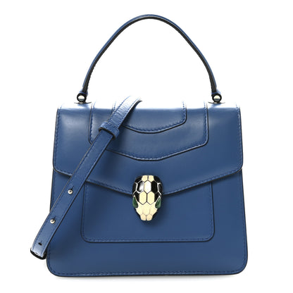 Bulgari Calfskin Serpenti Forever Top Handle Blue 1 of 10