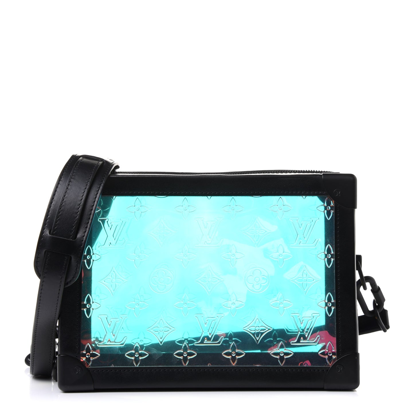 Calfskin PVC Monogram Solar Ray Soft Trunk Iridescent Prism Black