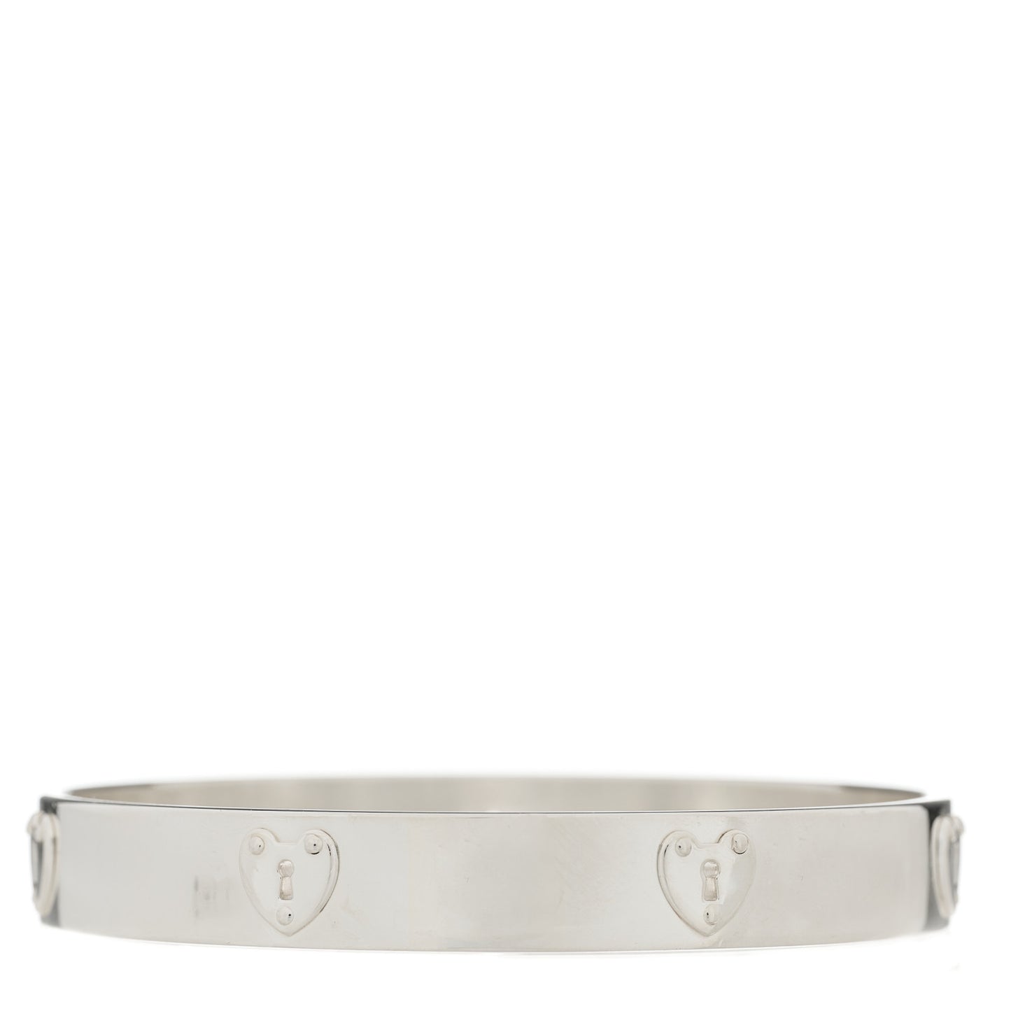 Sterling Silver Heart Locks Bangle Bracelet