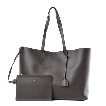 Saint Laurent Calfskin Large Shopping Tote Coal 1 of 9