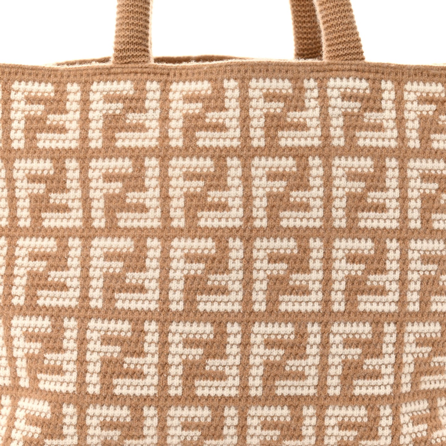 Cashmere Knit FF Large Shopper Tote Cammello