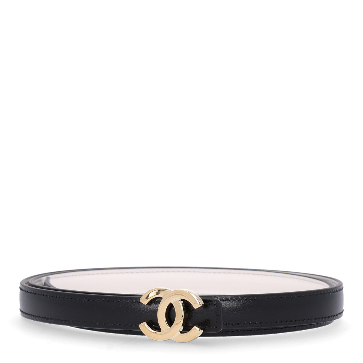Calfskin CC Reversible Thin Belt 85 White Black