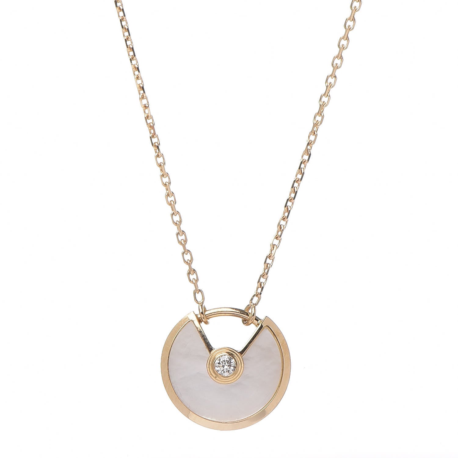 Cartier 18K Yellow Gold Diamond Mother of Pearl XS Amulette de Cartier Pendant Necklace 5 of 8