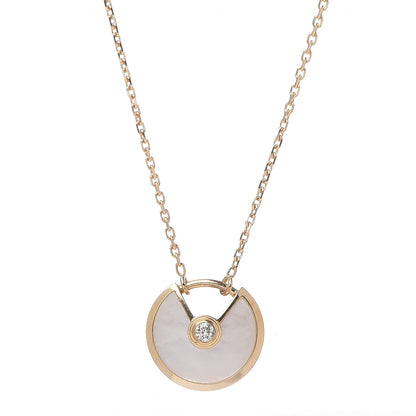 Cartier 18K Yellow Gold Diamond Mother of Pearl XS Amulette de Cartier Pendant Necklace 5 of 8