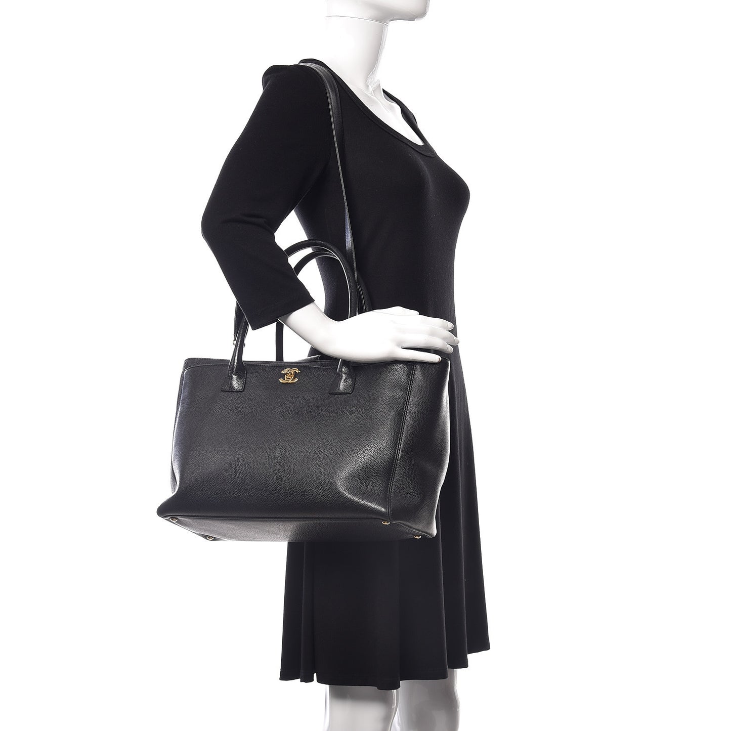 Calfskin Cerf Shopper Tote Black